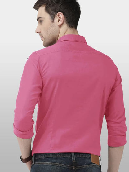 Tee Projekt Men's Shirt Solid Cotton Long Sleeve Button