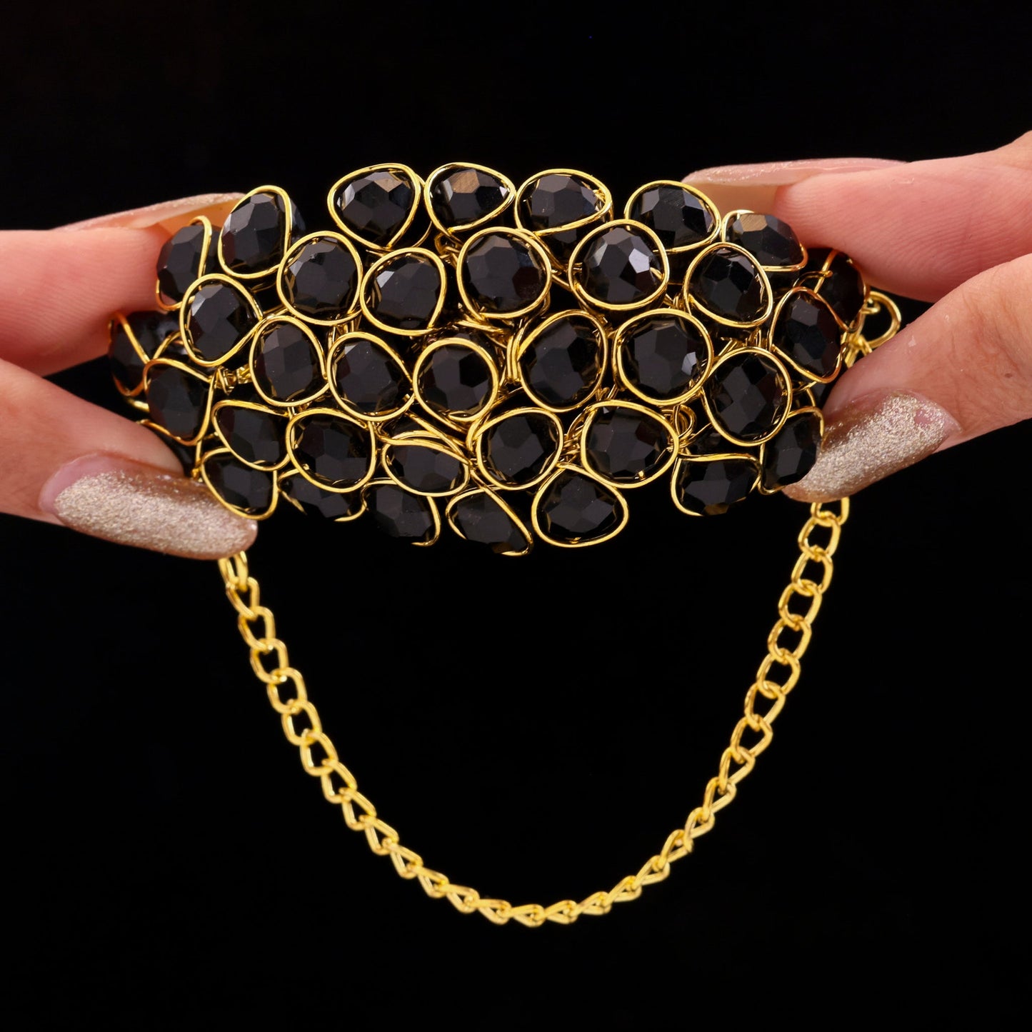 Spectacular Black Crystal Stone Bracelet