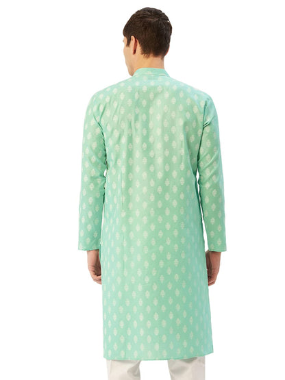 Jompers Men's Cotton Floral Printed Kurta