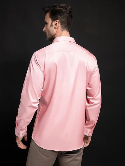 IndoPrimo Men's Stylish Solid Satin Casual Shirt