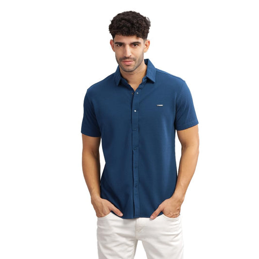Parcel Yard Men's Airforce Self Design Shirt with Collar
