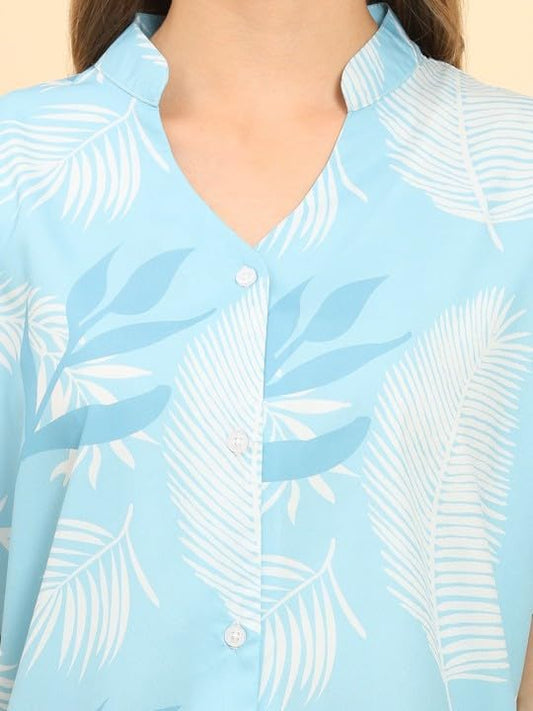 Trendy Queen Printed Straight Mandarin Neck Shirt