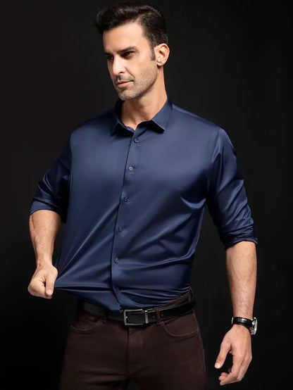 IndoPrimo Men's Stylish Solid Satin Casual Shirt