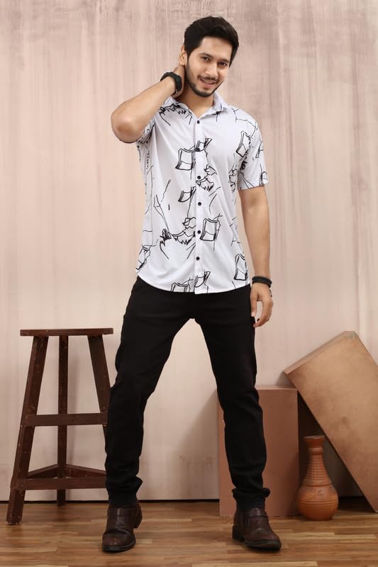 MART Men's Printed Lycra Half Sleeve Shirt Fashionable