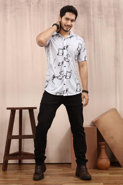 MART Men's Printed Lycra Half Sleeve Shirt Fashionable