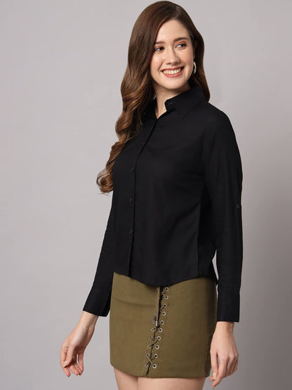 FUNDAY FASHION Women's Rayon Blend Regular Fit Solid Casual/Formal Button Shirt