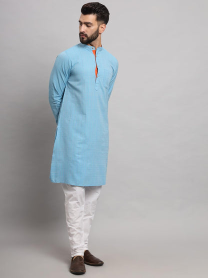 CHIKAN Men's Cotton Regular Striped Knee Lenght Kurta