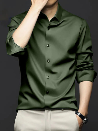 IndoPrimo Men's Stylish Solid Satin Casual Shirt