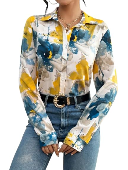 KATECLO Women's Full Sleeve Floral Print Shirt