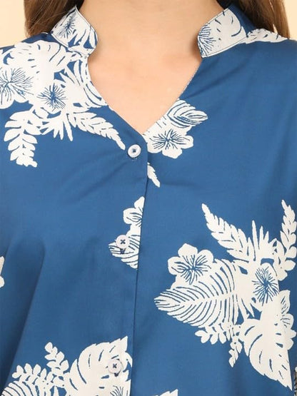 Trendy Queen Printed Straight Mandarin Neck Shirt