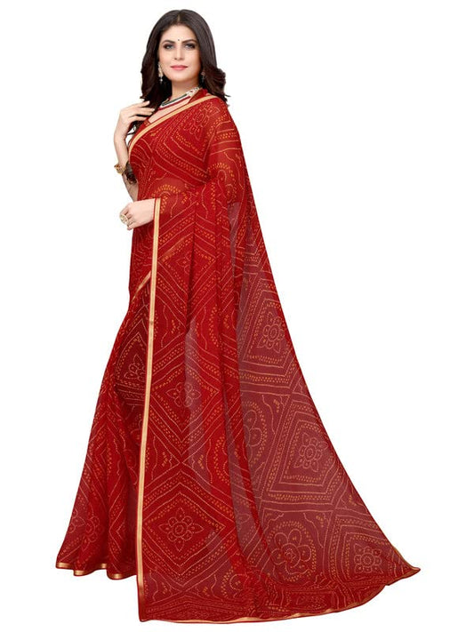 SIRIL Women's Chiffon Printed Saree with Blouse Piece