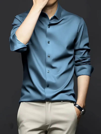 IndoPrimo Men's Stylish Solid Satin Casual Shirt
