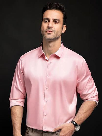 IndoPrimo Men's Stylish Solid Satin Casual Shirt