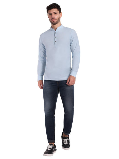 KNIGHT VICTORY Men Solid Cotton Linen Straight Kurta