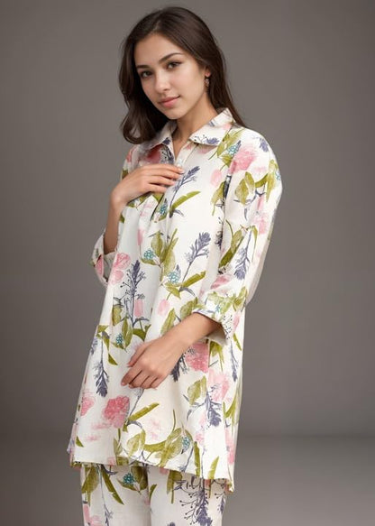 SHIENZY Stylish Printed Cotton Blend Co Ord Set
