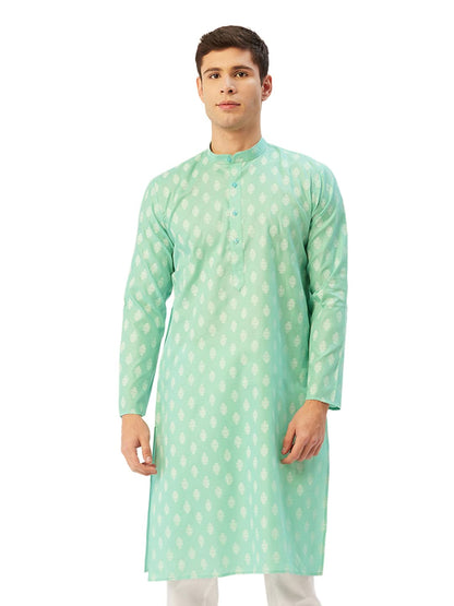 Jompers Men's Cotton Floral Printed Kurta