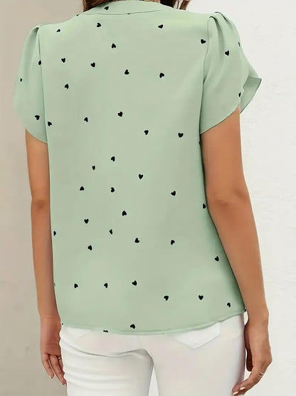 MATMA FASHION Women's Cotton Green Printed Half Sleeves Tops for Women