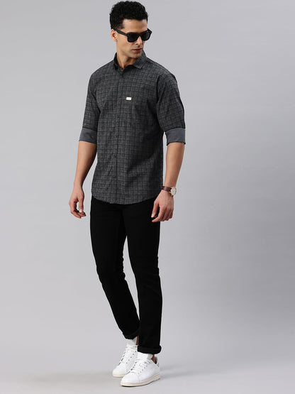 Majestic Man Cotton Checkered Slim Fit Casual Shirt