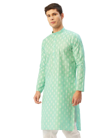 Jompers Men's Cotton Floral Printed Kurta