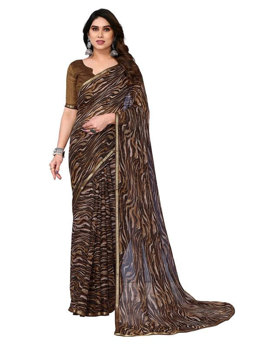 Women's Lace & Printed Chiffon Saree