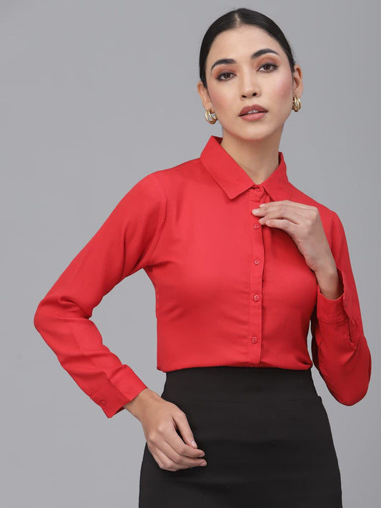 Style Quotient Women Solid White Polymoss Regular Formal Shirt