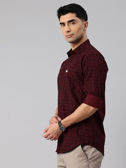Majestic Man Cotton Checkered Slim Fit Casual Shirt