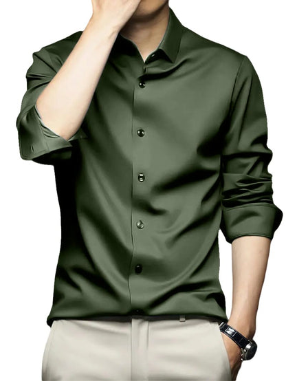 IndoPrimo Men's Stylish Solid Satin Casual Shirt