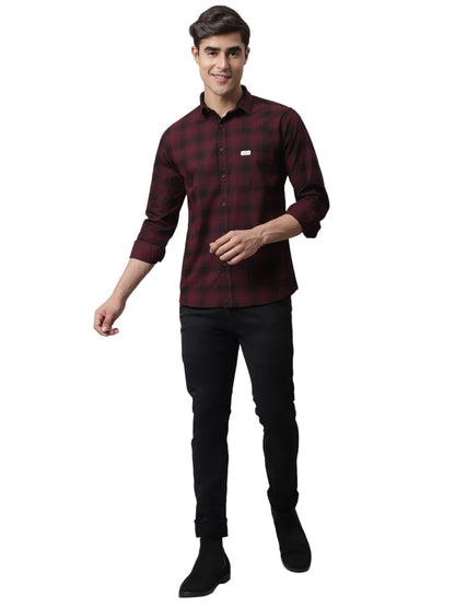 Majestic Man Cotton Checkered Slim Fit Casual Shirt