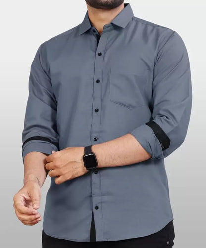 Tee Projekt Shirt for men Cotton Spread Collar Long Sleeve