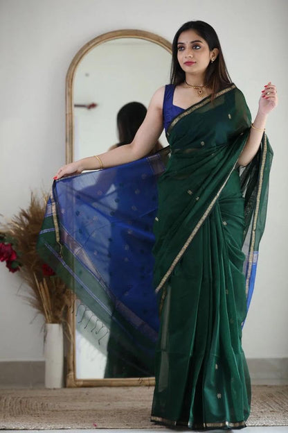 Women’s Printed Banarasi Cotton Silk Saree
