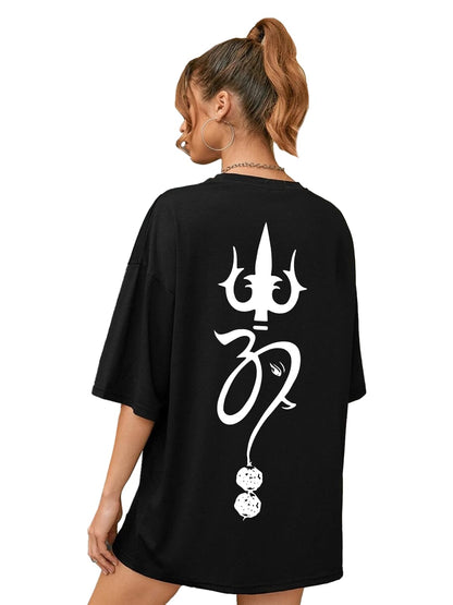 CHKOKKO Women's Polyester Oversized Fit Oversized Round Neck Drop Shoulder Printed T-Shirt