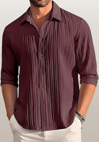 Lecowr Polyester Casual Self Design Shirt | Long Sleeves