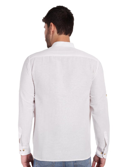 KNIGHT VICTORY Men Solid Cotton Linen Straight Kurta