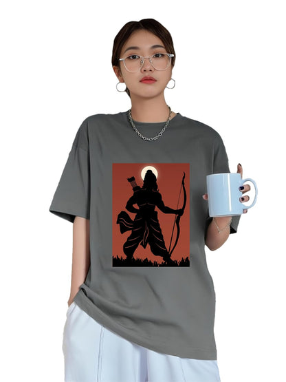 CHKOKKO Women's Polyester Oversized Fit Oversized Round Neck Drop Shoulder Printed T-Shirt