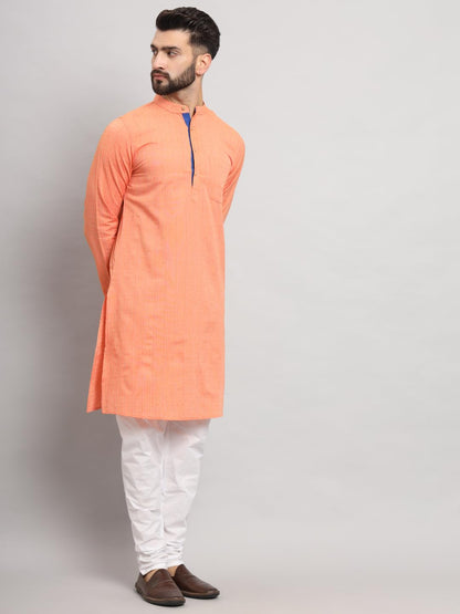 CHIKAN Men's Cotton Regular Striped Knee Lenght Kurta