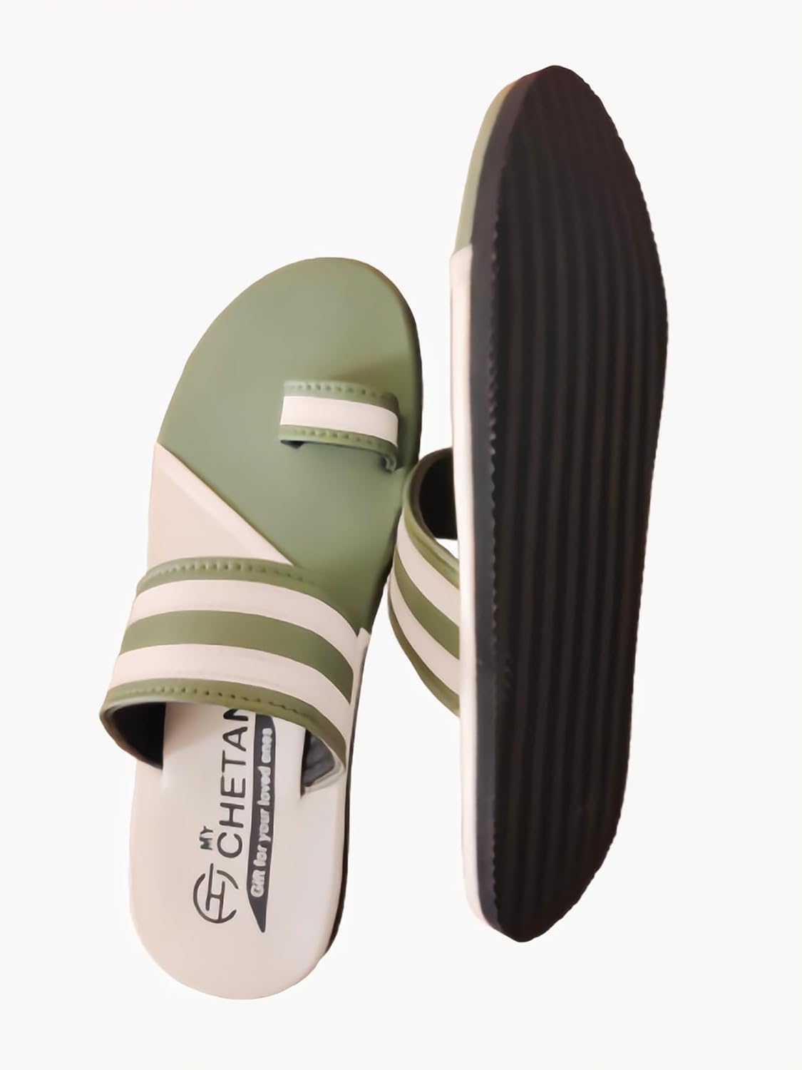 Men's Toe Ring Sandals, Orange and White Stripes - alphahostel.in