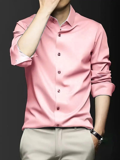IndoPrimo Men's Stylish Solid Satin Casual Shirt