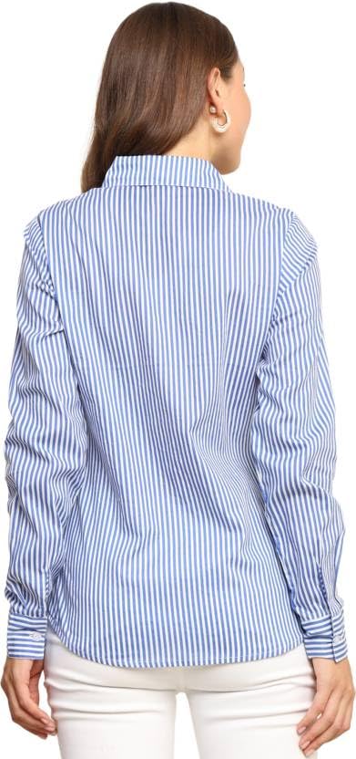 MAYKR Women Striped Shirt,Oversized Cotton Shirt