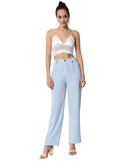 KOTTY Women's Straight Fit Mid Rise Solid Polyester