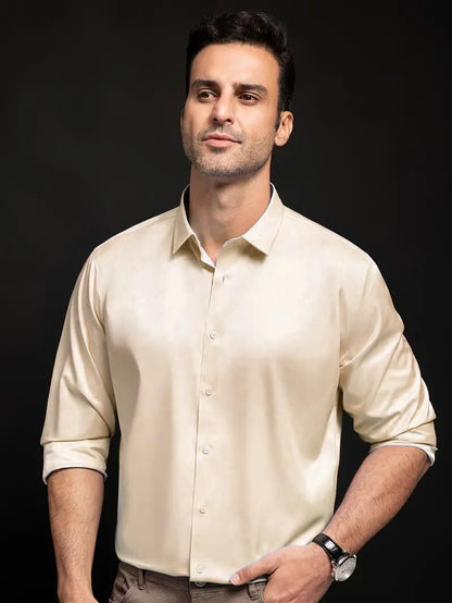 IndoPrimo Men's Stylish Solid Satin Casual Shirt