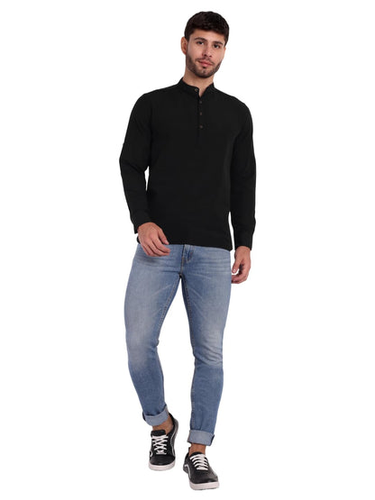 KNIGHT VICTORY Men Solid Cotton Linen Straight Kurta