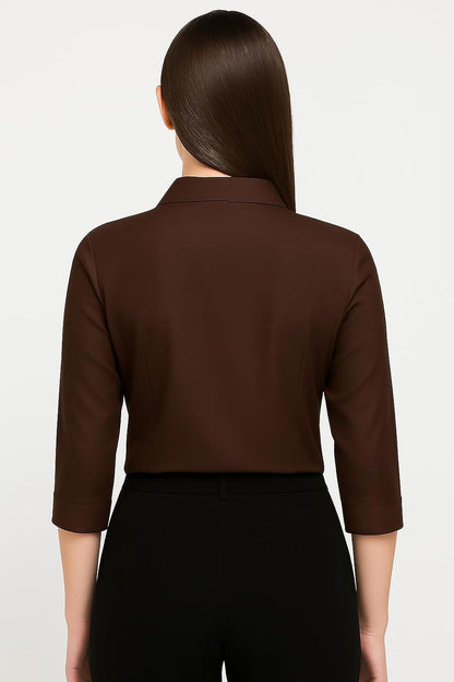 PRIASE B Women's Formal Shirt – 3/4 Sleeve Slim Fit Solid