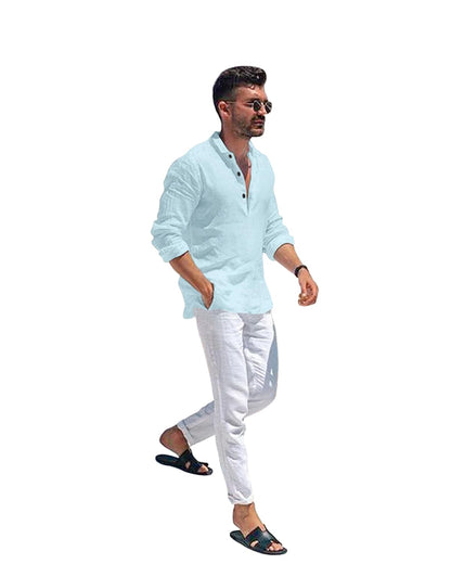 Men Solid Cotton Blend Straight Kurta Shirt Pack of 2