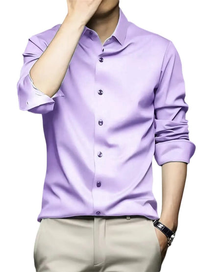 IndoPrimo Men's Stylish Solid Satin Casual Shirt