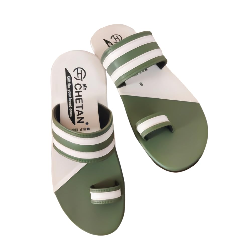 Men's Toe Ring Sandals, Orange and White Stripes - alphahostel.in