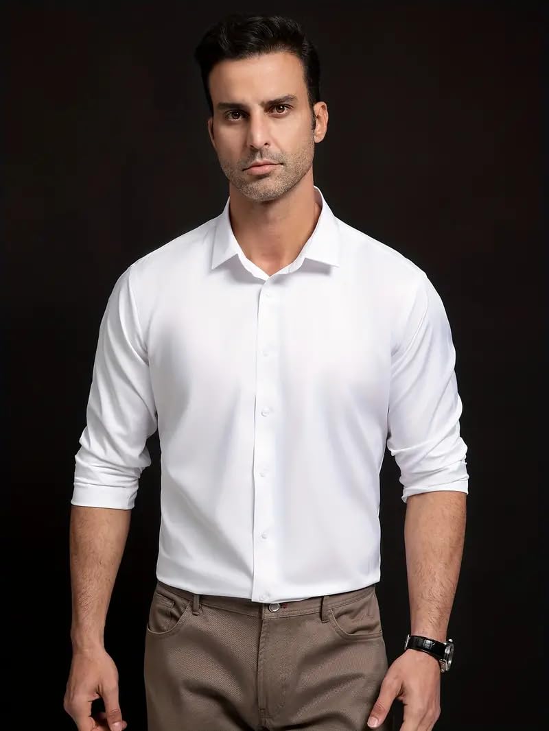IndoPrimo Men's Stylish Solid Satin Casual Shirt