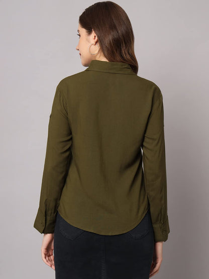 FUNDAY FASHION Women's Rayon Blend Regular Fit Solid Casual/Formal Button Shirt