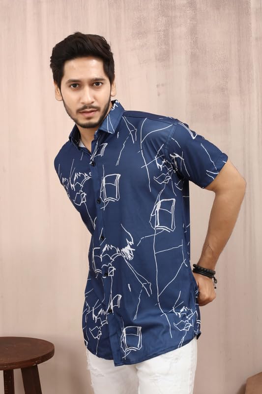 MART Men's Printed Lycra Half Sleeve Shirt Fashionable