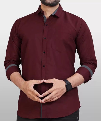 Tee Projekt Shirt for men Cotton Spread Collar Long Sleeve
