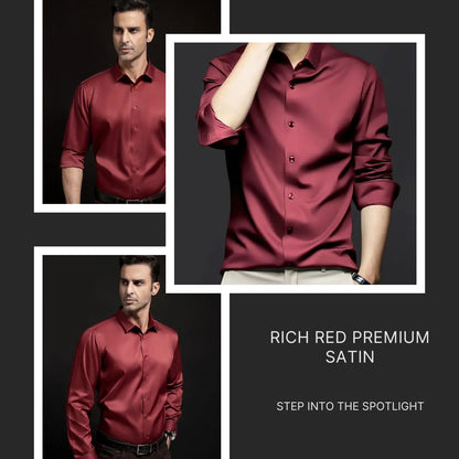 IndoPrimo Men's Stylish Solid Satin Casual Shirt